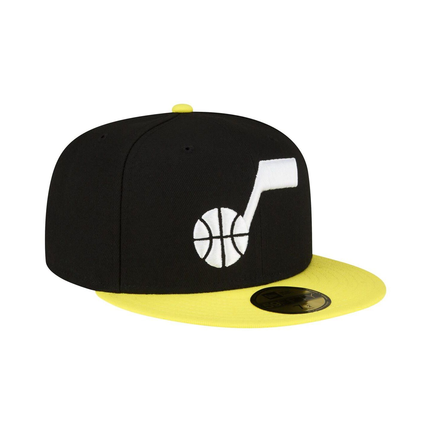Мужская кепка New Era Black, Yellow Utah Jazz 2-Tone 59FIFTY Fitted Hat — фото 4