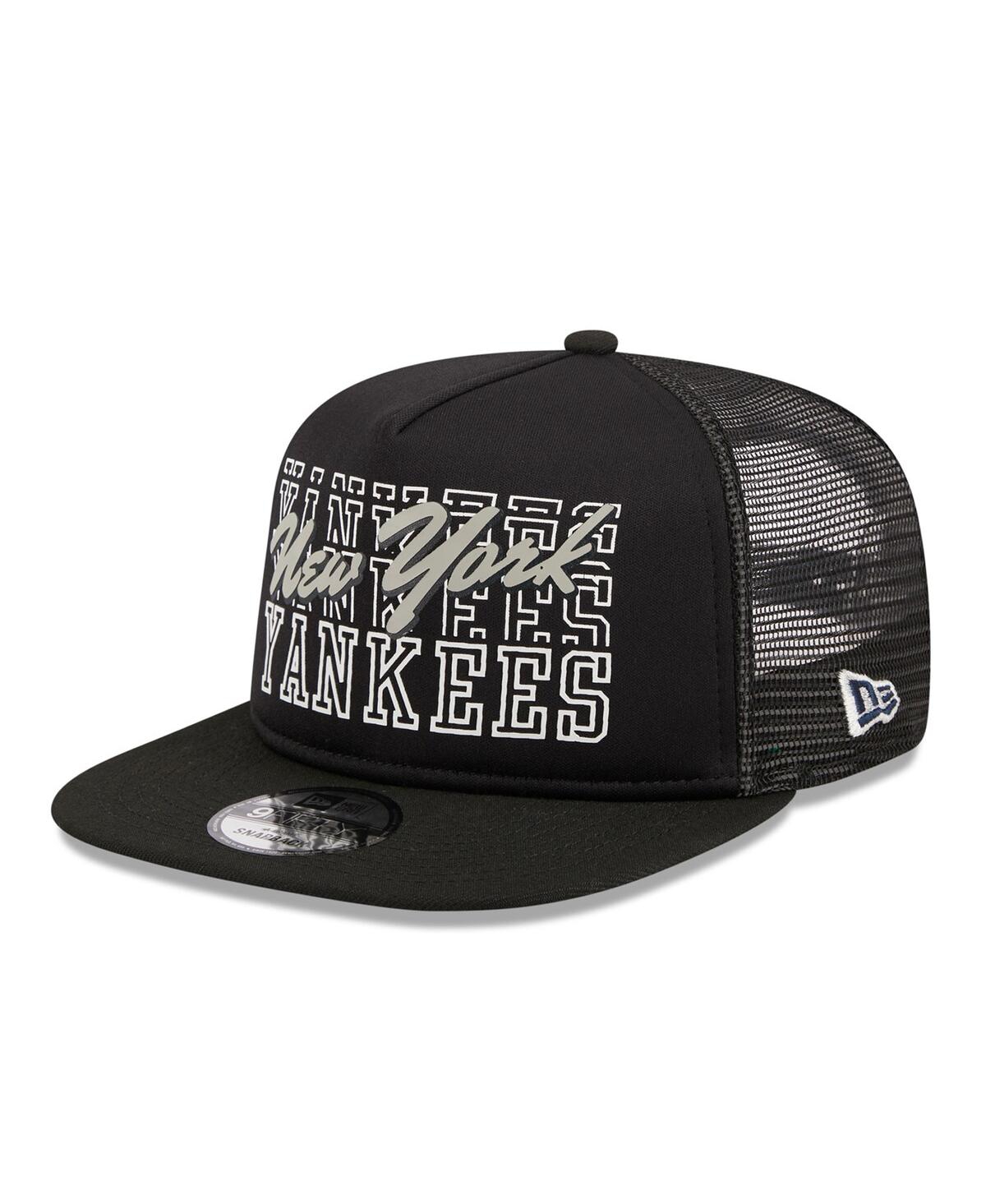 Shop New Era Men's  Black New York Yankees Street Team A-frame Trucker 9fifty Snapback Hat