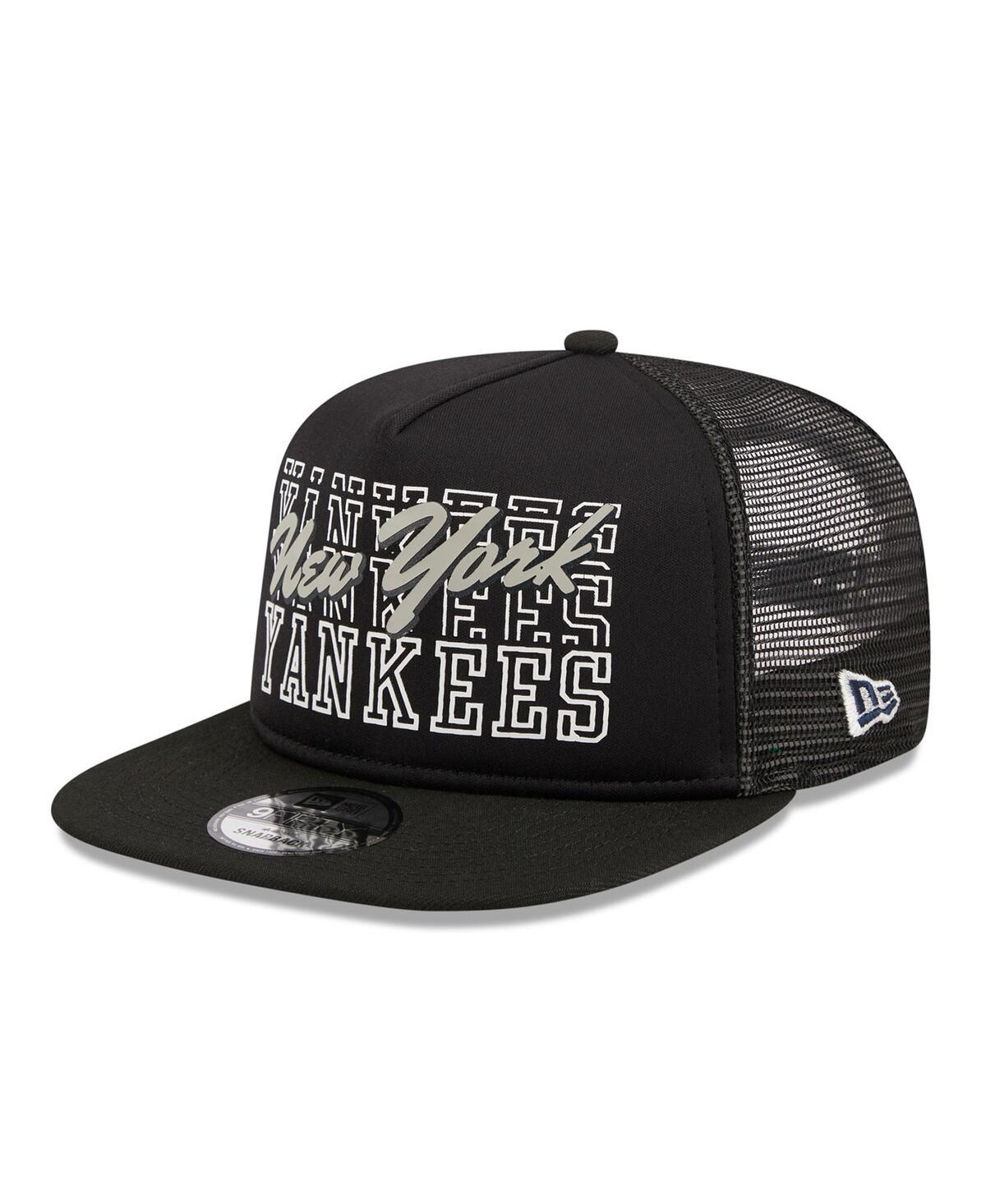 New Era Men's  Black New York Yankees Street Team A-frame Trucker 9fifty Snapback Hat In Black