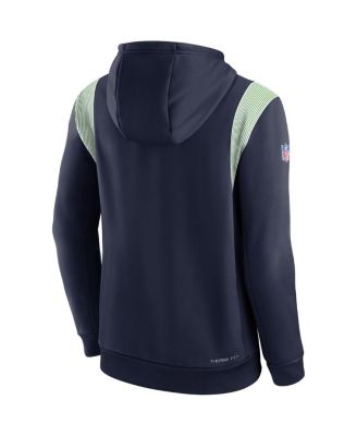 Men's College Navy Seattle Seahawks Sideline Athletic Stack Performance Pullover Hoodie