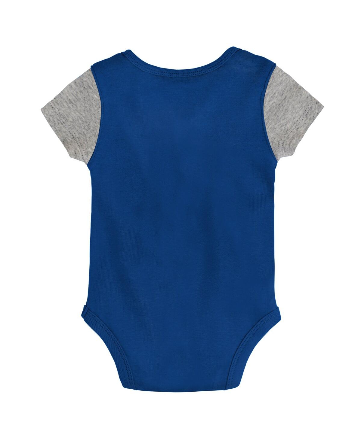 Outerstuff Newborn & Infant Royal/gray Indianapolis Colts Little Champ Three-piece Bodysuit Bib & Booties Set In Royal,gray