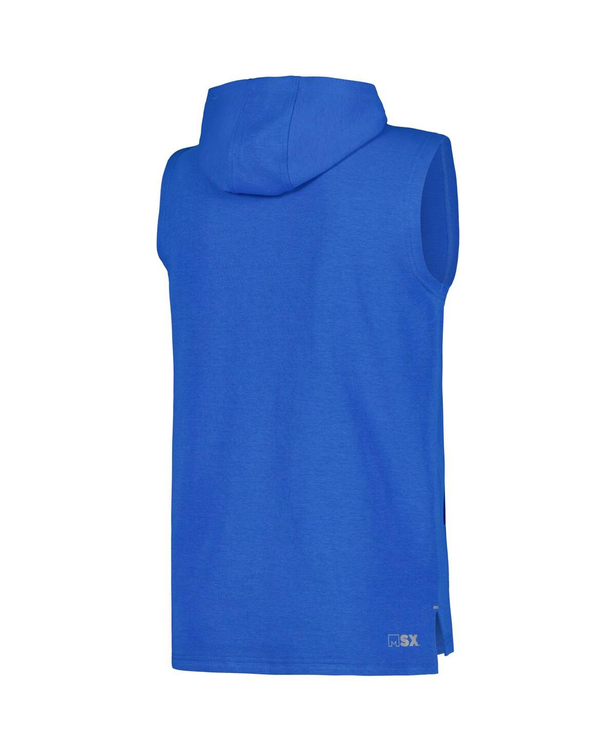 Shop Msx By Michael Strahan Men's  Blue Detroit Lions Captain Tri-blend Sleeveless Hoodie T-shirt