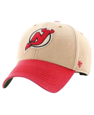 Men's Khaki, Red Distressed New Jersey Devils Dusted Sedgwick MVP Adjustable Hat