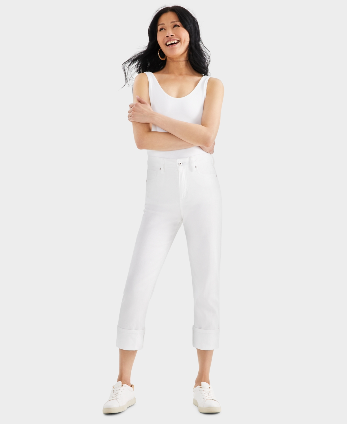 Style & Co Women's High-rise Cuffed Capri, Created For Macy's In Bright White