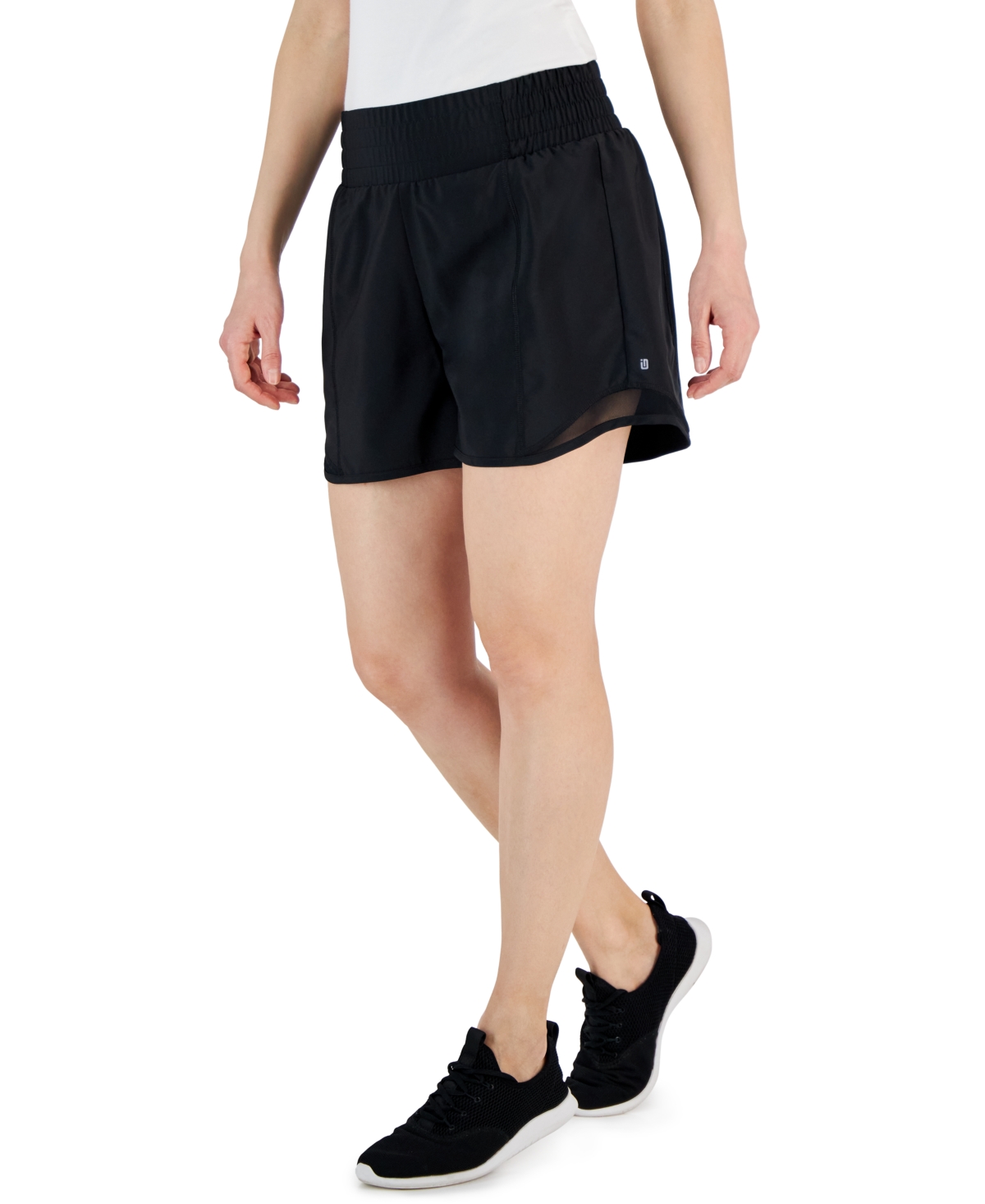 Shop Id Ideology Women's High-rise Running Shorts, Created For Macy's In Deep Black