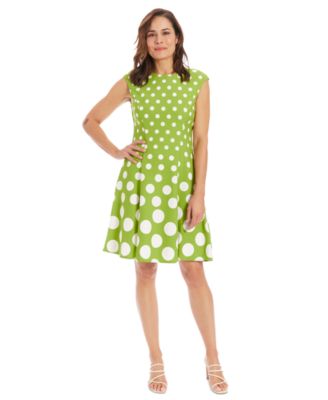 London Times Petite Polka Dot Fit Flare Dress Macy s