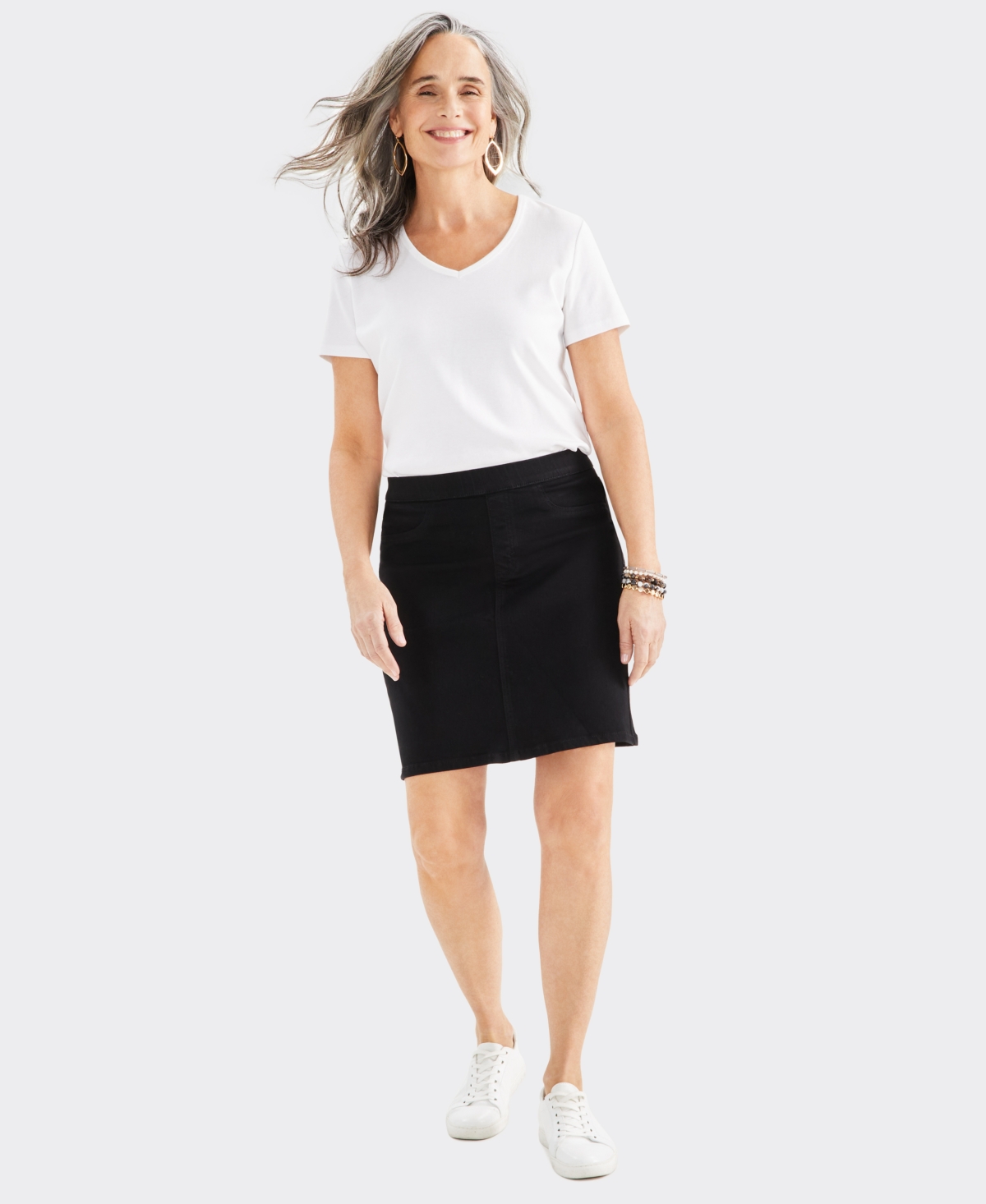 Women's Denim Stretch Pull-On Skirt, Created for Macy's - Sedona