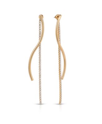 Spin Around 18k Gold Plated Linear Dangle Earrings