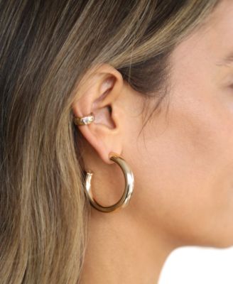 Hammered Earring Cuff with Pear CZ