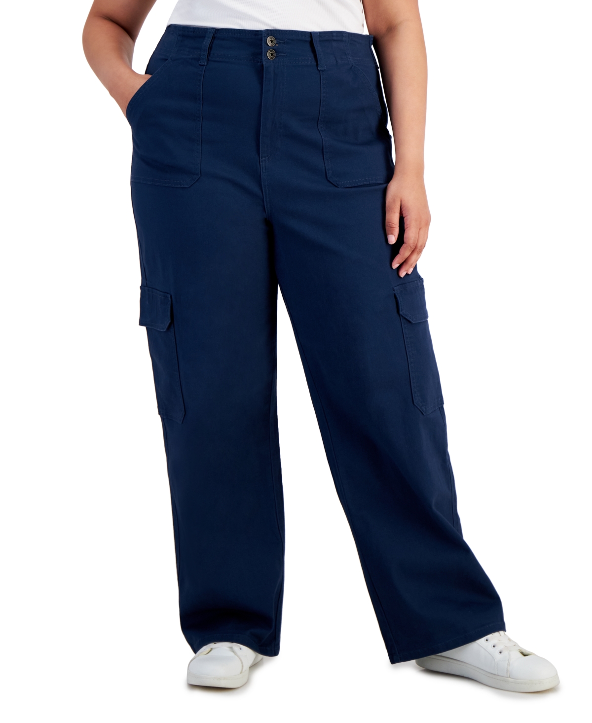 Shop Celebrity Pink Trendy Plus Size Relaxed-fit Straight-leg Cargo Pants In Moonlight