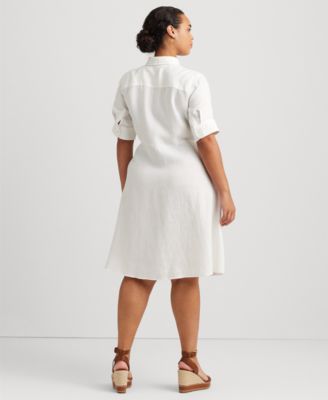 Lauren Ralph Lauren Plus-Size Linen Shirtdress - Macy's