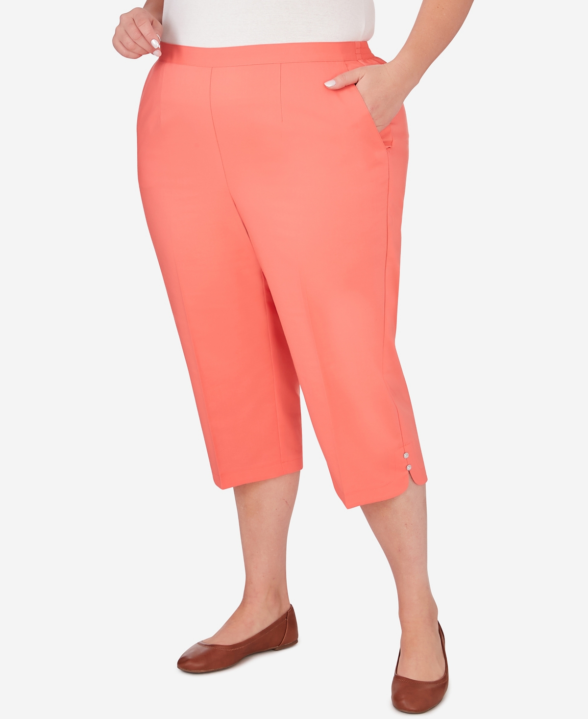 Alfred Dunner Plus Size Neptune Beach Pull-On Beach Capri Pants