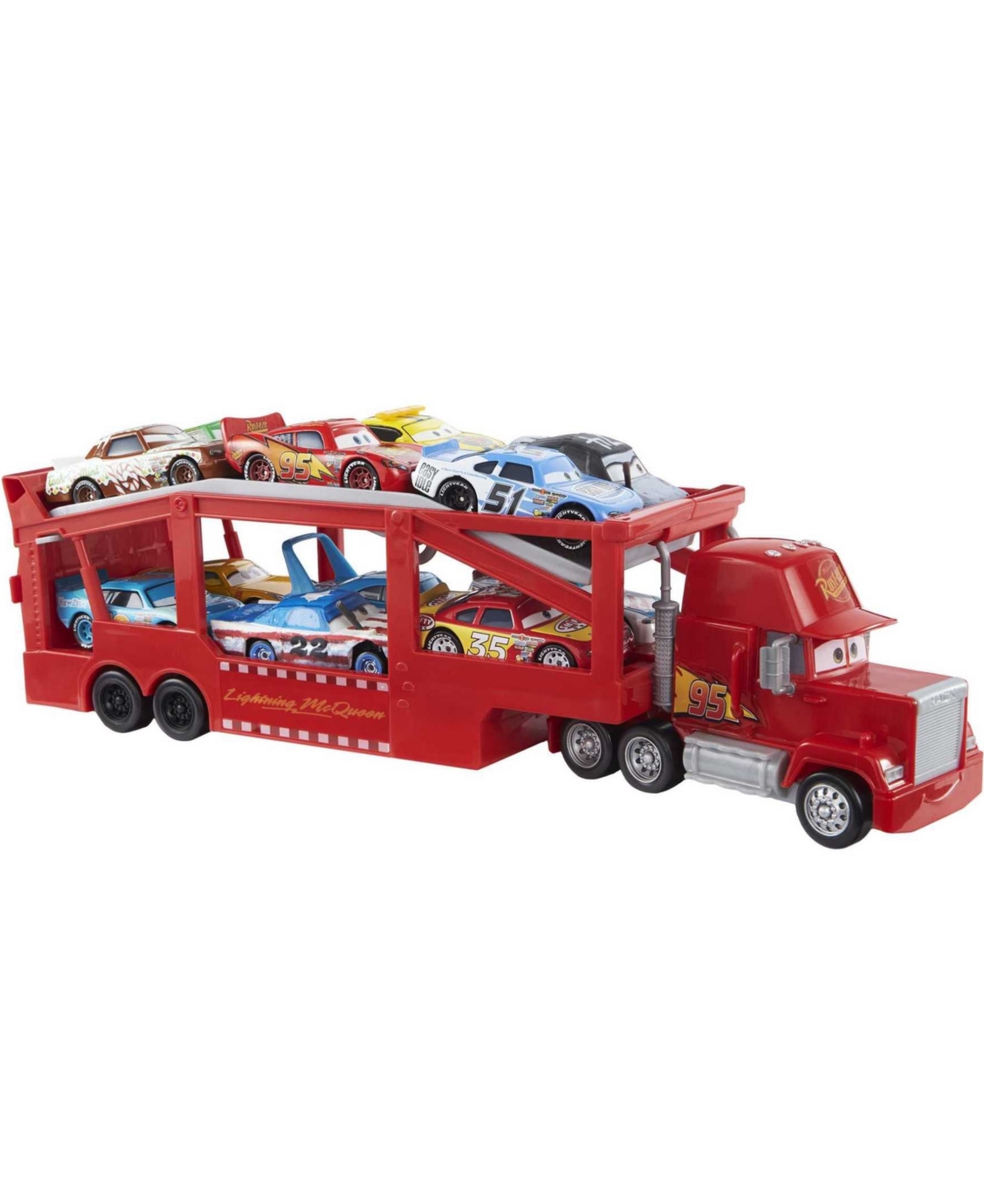 Cars Disney And Pixar  Mack Hauler, 13" Toy Transporter Truck With Ramp And Carry Storage In No Color