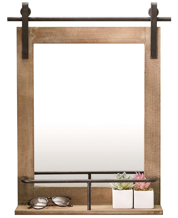 Danya B Rustic Industrial WoodFramed Wall Mount Barn Door Vanity