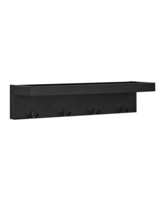 Wall Mounted Entryway Coat Rack with Decorative Ledge Shelf and Hooks