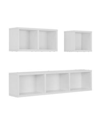 Bauhaus Floating Geometric Cubby Wall Shelves, Set of 3 Sizes