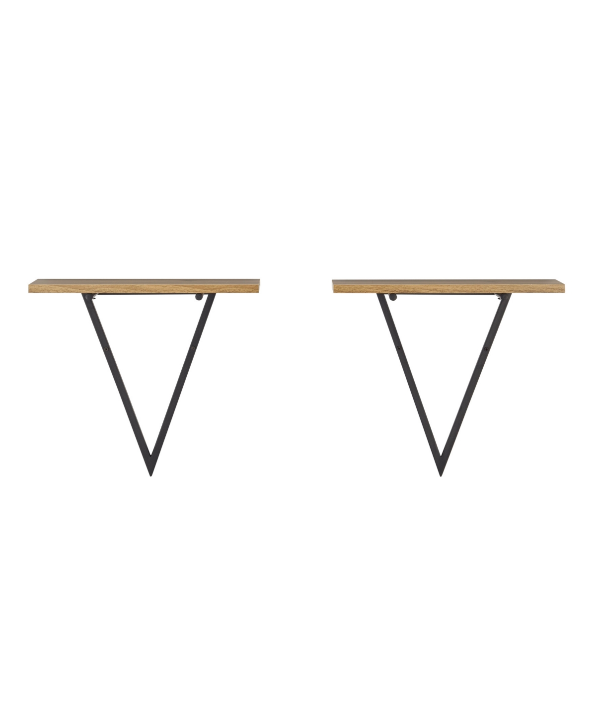 Shop Danya B Contemporary Decorative Triangle Accent Wall Shelf, Reversible Configuration, Black Metal With Walnu In Black,light Maple