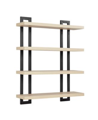 4-Tier Floating Bracket Wall Shelf, Black Metal Finish