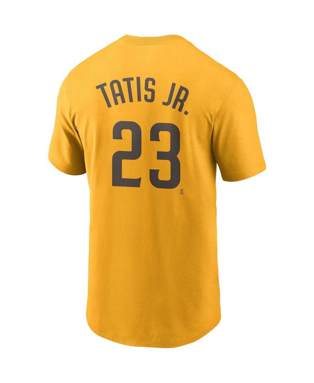 Shop Nike Men's  Fernando Tatis Jr. Gold San Diego Padres Name And Number T-shirt