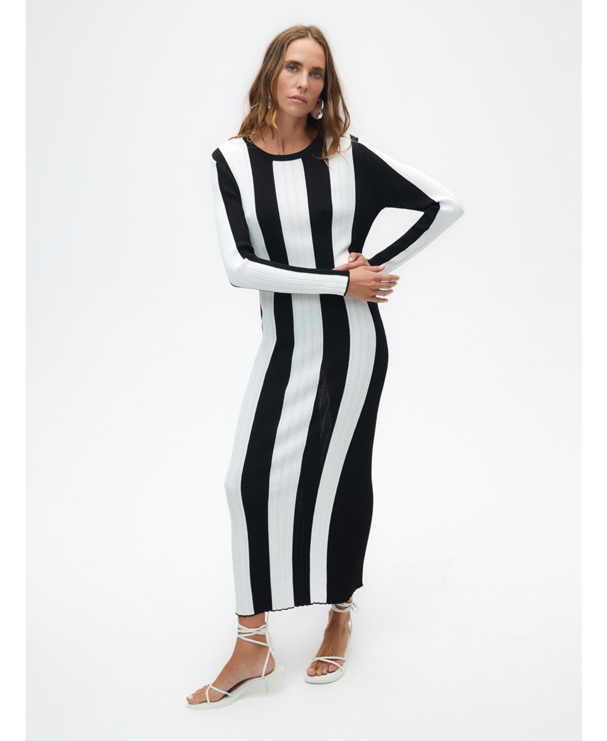 Women's Striped Long Dress - Multi-colored