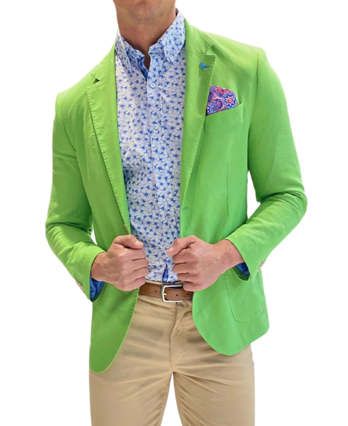 Tailorbyrd Solid Two-button Linen Blend Sport Coat In Lime