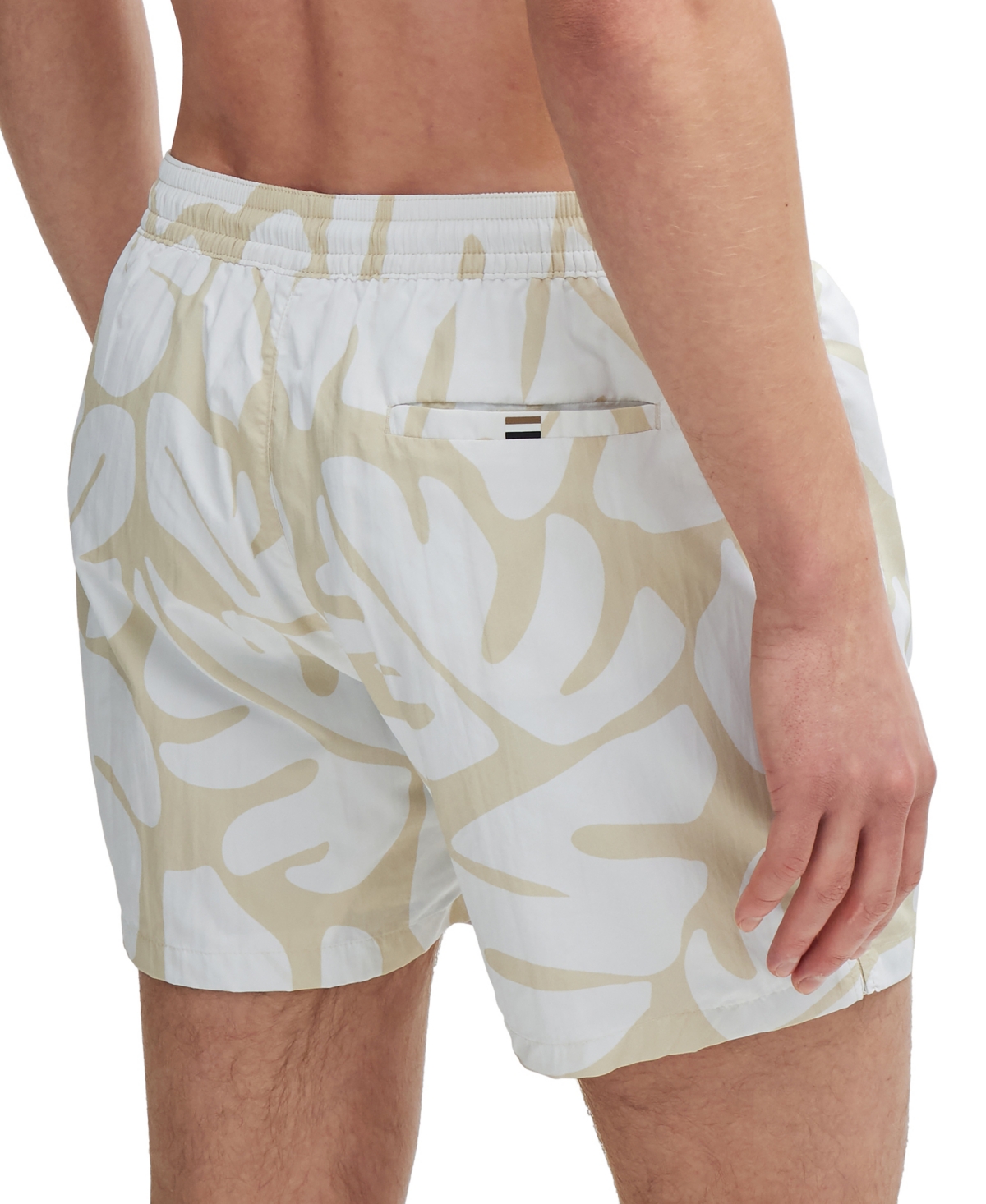 Shop Hugo Boss Boss By  Men's Seasonal Pattern Quick-dry Swim Shorts In Open White