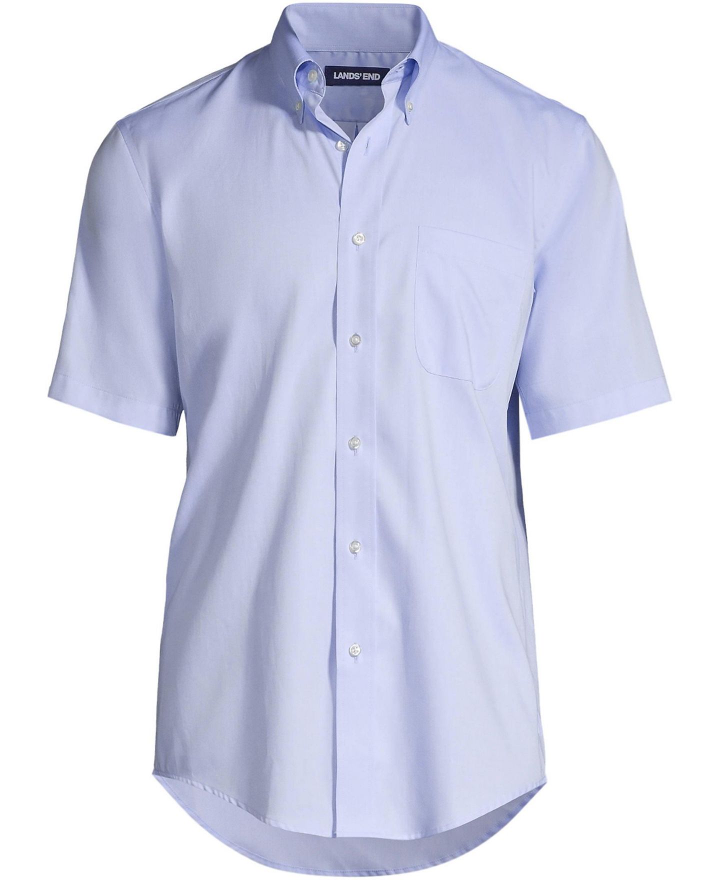 Мужская рубашка Lands' End Short Sleeve No Iron Pinpoint Dress Shirt, цвет: Синий, вариант 1 — фото 3