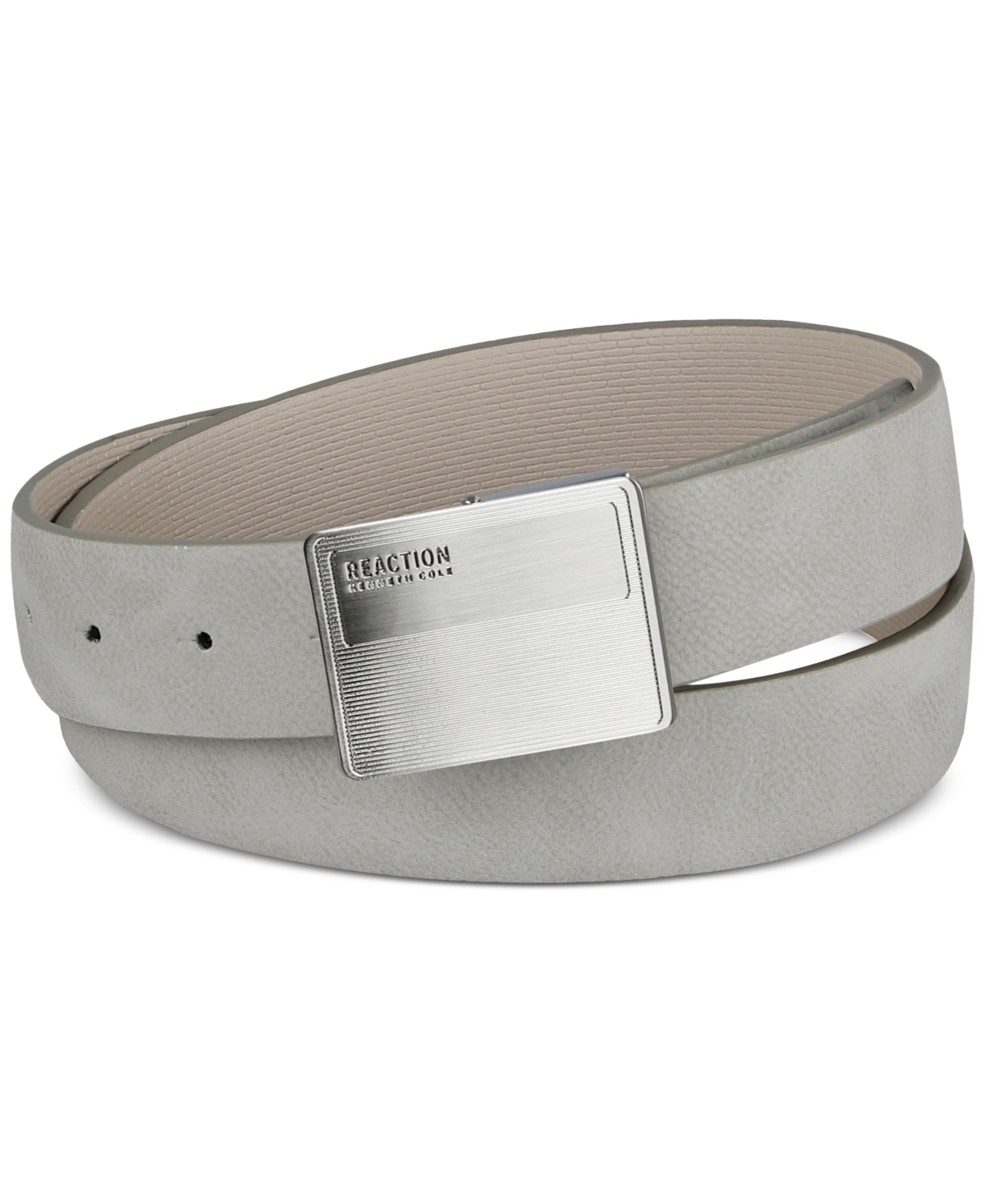 Men's Faux-Leather Logo Plaque-Buckle Belt - Taupe