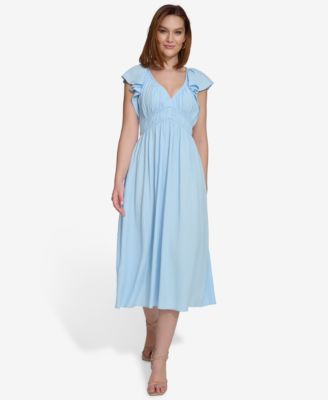 Calvin Klein - Women's Empire-Waist Flutter-Sleeve Midi Dress