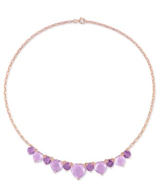 Pink & Purple Amethyst Heart & Round 17" Collar Necklace (37-1/2 ct. t.w.) in Rose-Plated Sterling Silver