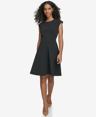 Calvin Klein - Women's Extended-Shoulder Jewel-Neck Dress