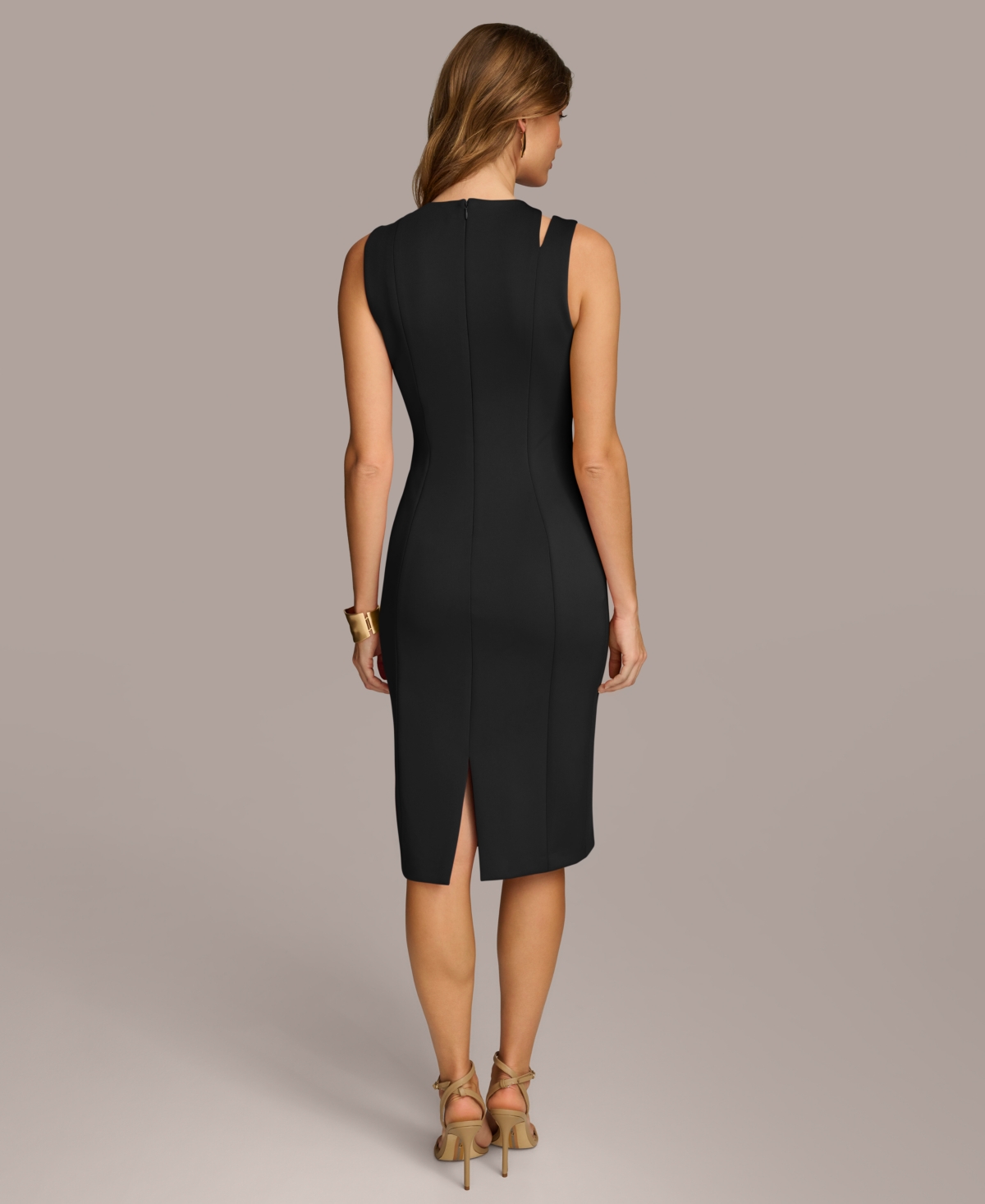 Shop Donna Karan Women's Cutout Zip Sleeveless Sheath Dress In Black