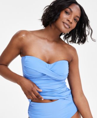 Twist-Front Ruched Tankini Top and High Waistband Bottoms