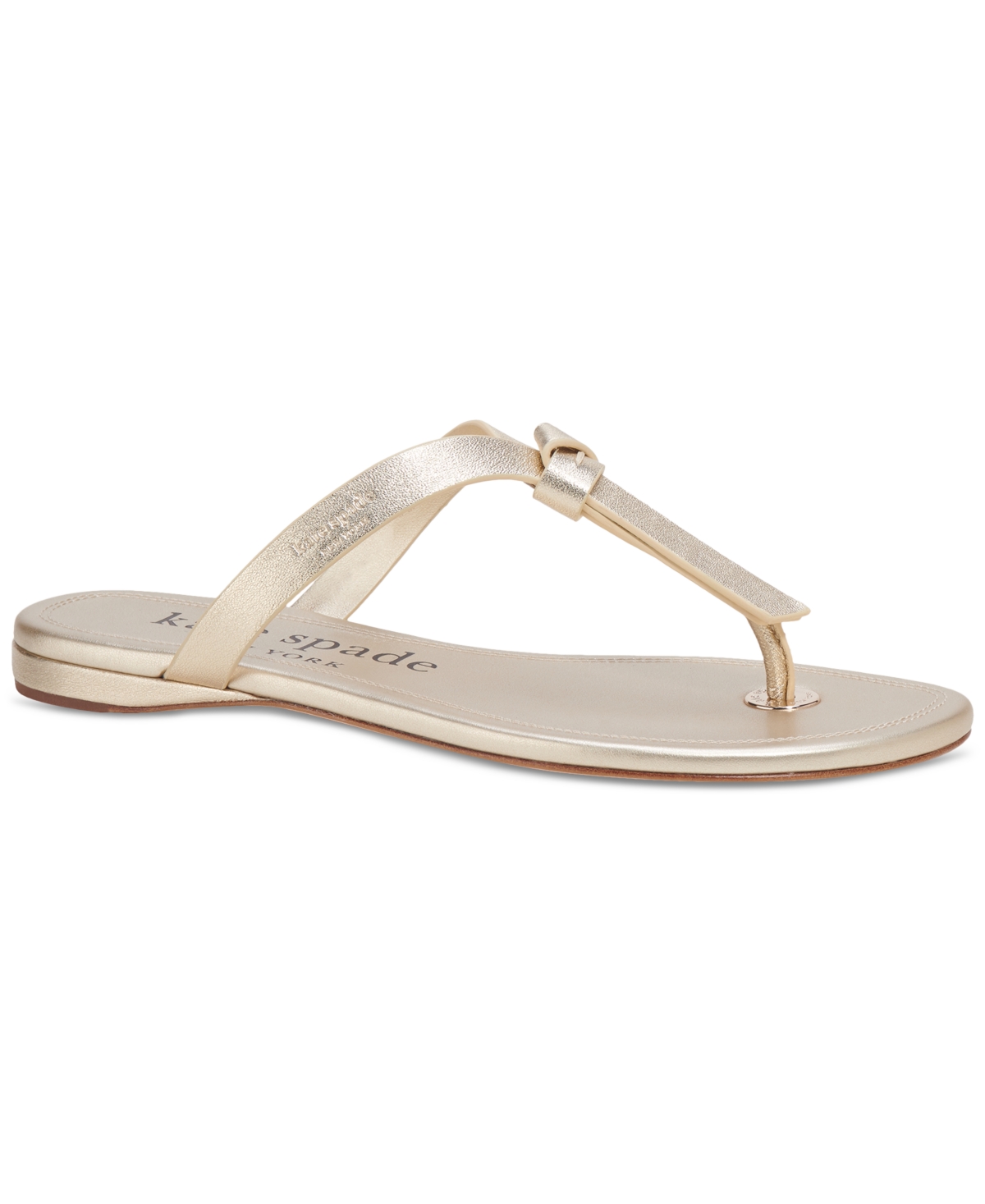 Shop Kate Spade Women's Knott Slide Thong Sandals In Pale Gold