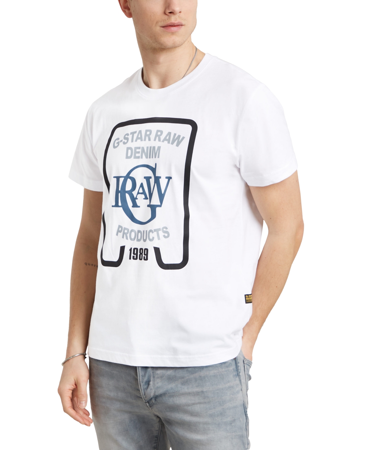 Shop G-star Raw Men's Straight-fit Logo Graphic T-shirt In White