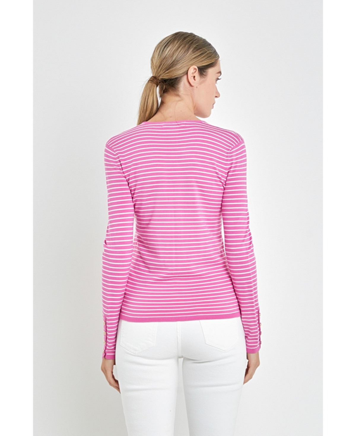 Women's Stripe Knit Sweater -white