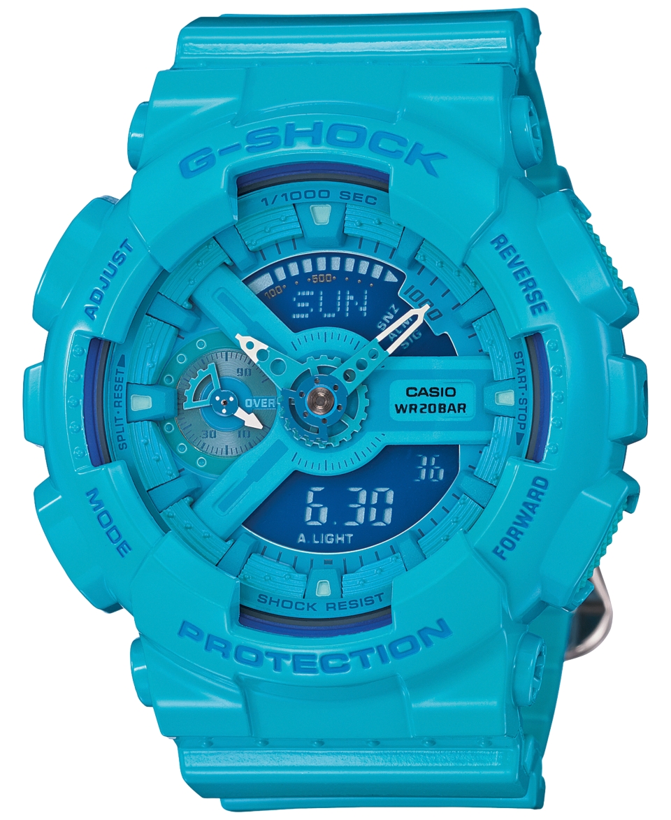 Shock Womens Analog Digital S Series Blue Resin Strap Watch 49mm