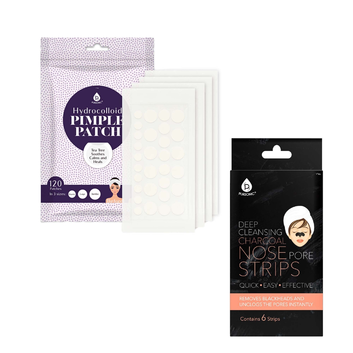 Deep Cleansing Charcoal Nose Pore Strip 6-Pack & Hydrocolloid Pimple Patch, 120-Count