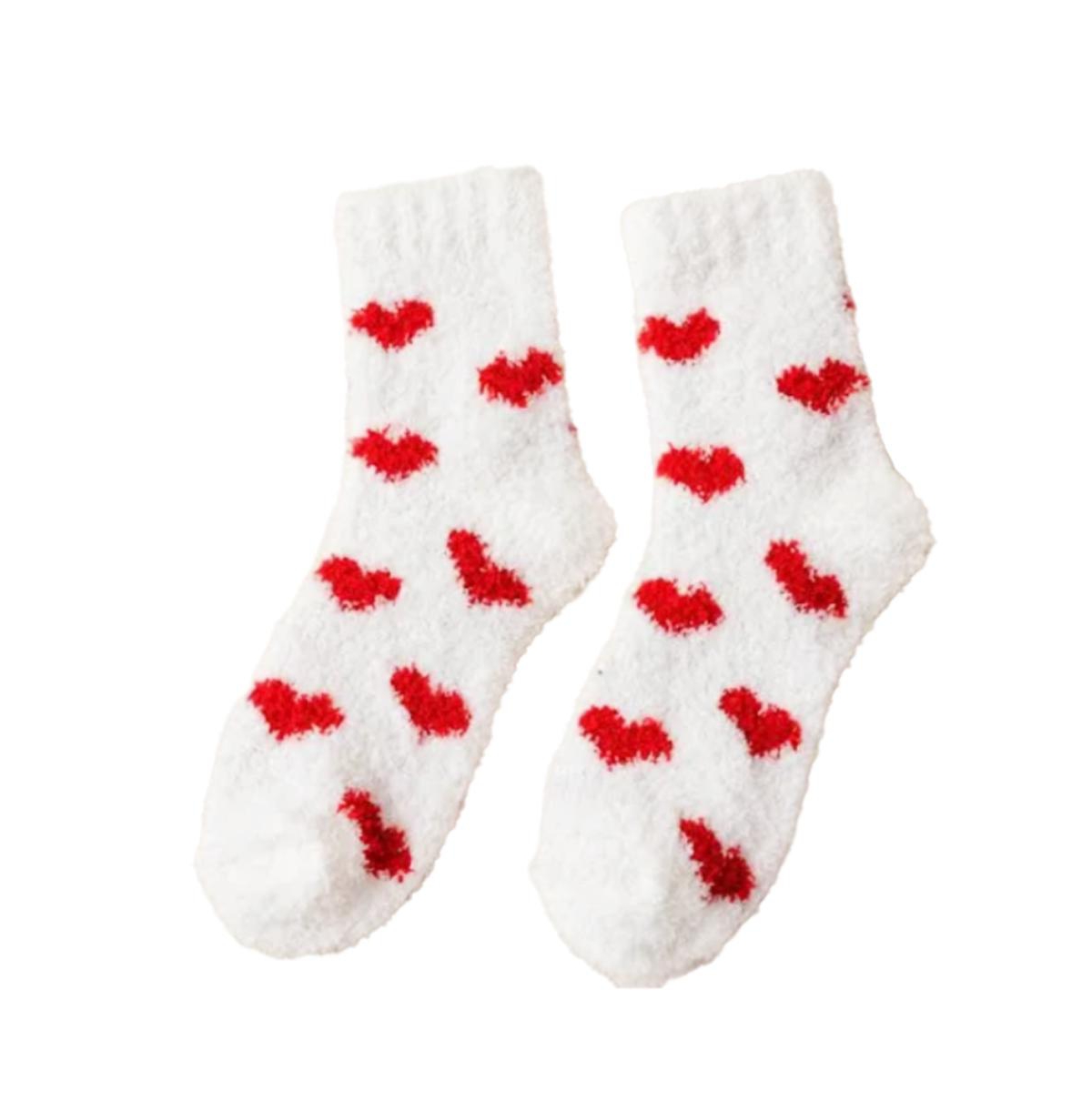 Mini Heart Cozy Socks - White