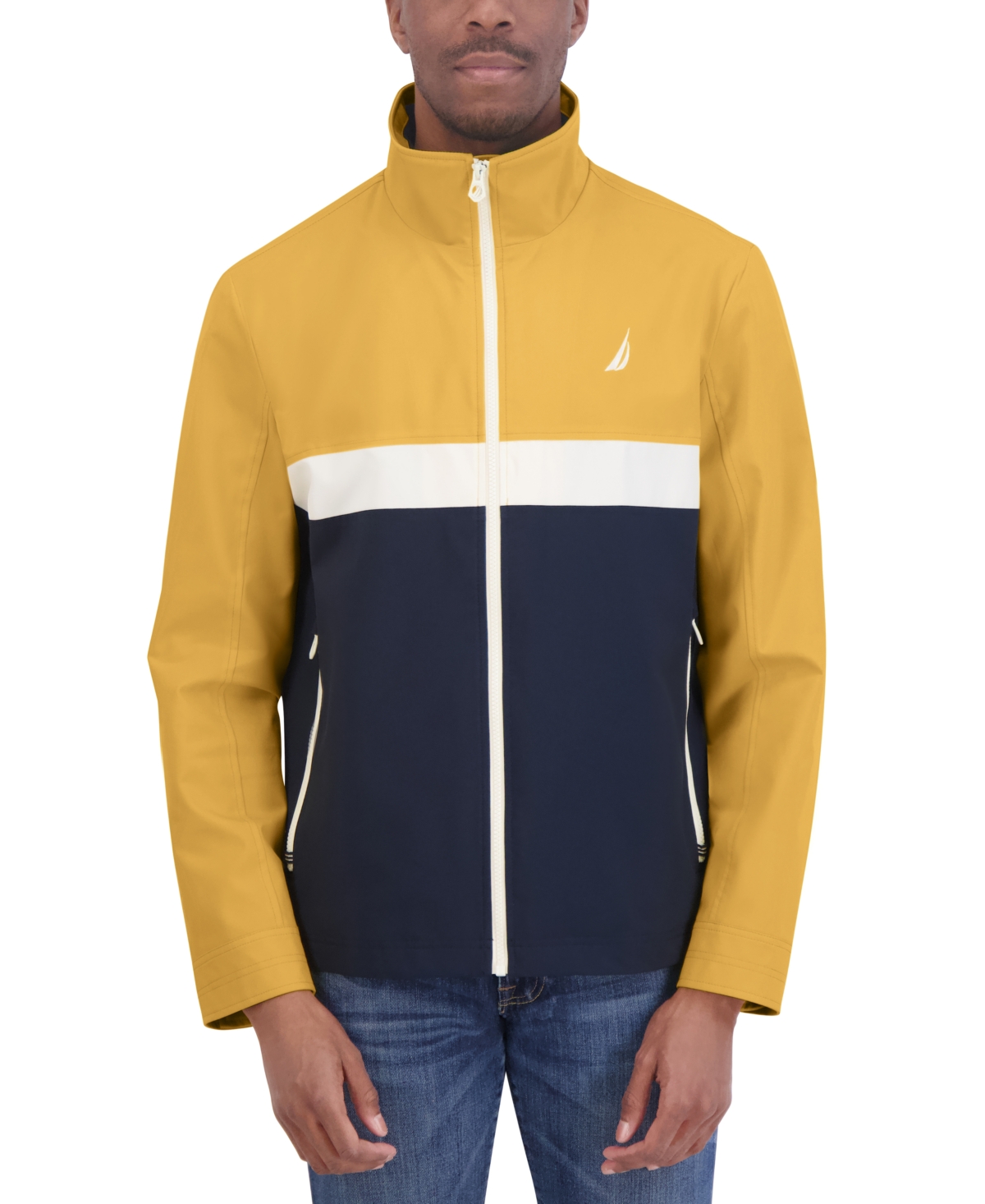 Nautica Men's Colorblocked Golf Jacket - Old Gold | Smart Closet