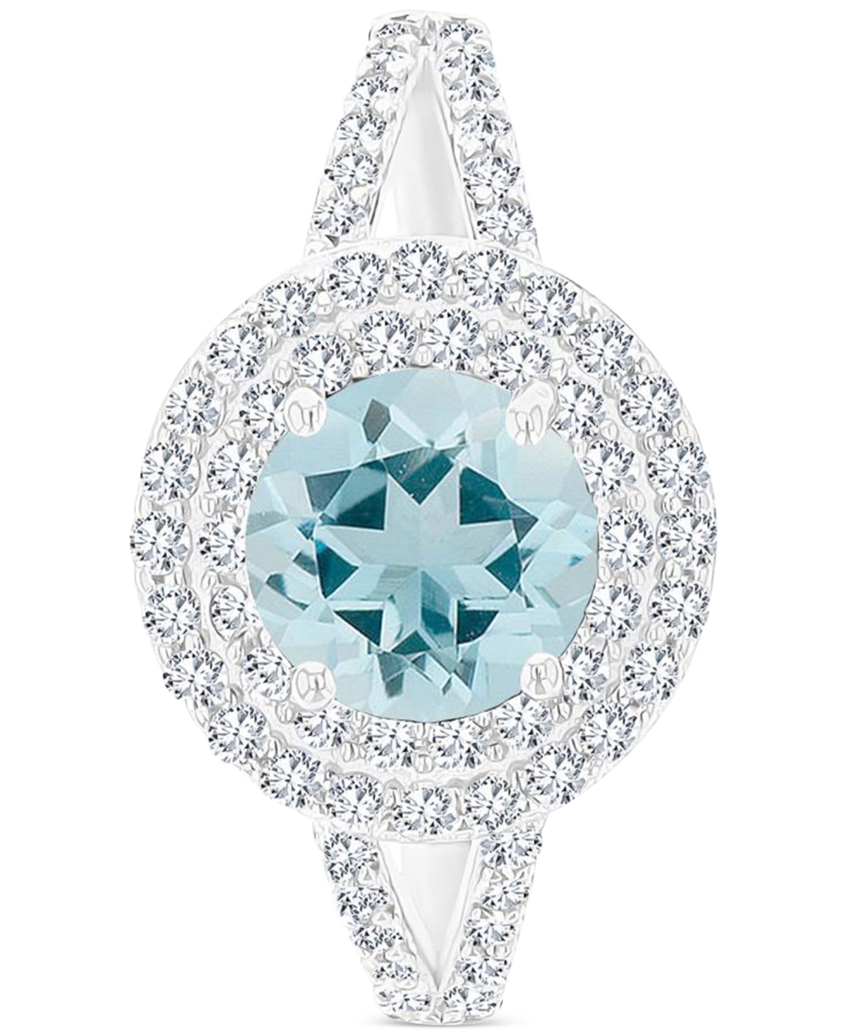 Amethyst (1-1/5 ct. t.w.) & Lab-Grown White Sapphire (5/8 ct. t.w.) Halo Birthstone Ring in Sterling Silver (Also in Additional Birthstones) - Aquamar