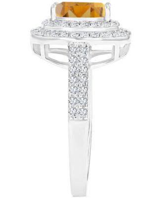 Amethyst (1-1/20 ct. t.w.) & Lab-Grown White Sapphire (3/4 ct. t.w.) Oval Halo Birthstone Ring in Sterling Silver (Also in Additional Birthstones)