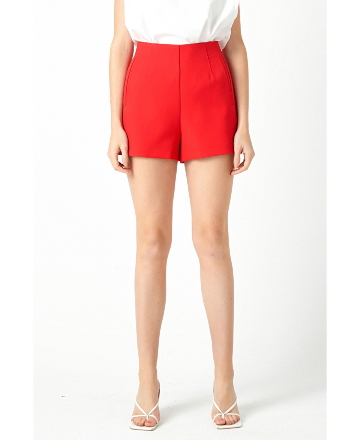 Endless Rose High Waist Tailored Shorts In Red