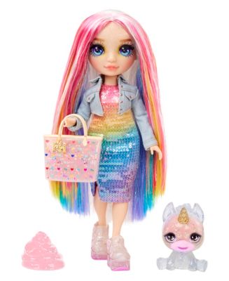 RAINBOW HIGH – Poupée Mannequin Amaya 28 Cm, Cheveux Blancs Arc-en-ciel, Articulée, Tenue Et Sac à Main, Dès 4 Ans