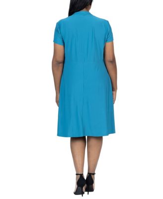 Plus Size Short Sleeve Rouched Wrap Dress