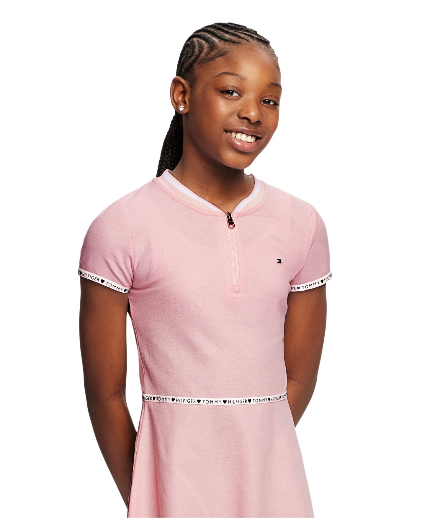 Платье Tommy Hilfiger Quarter Zip Dress для девочек-малышей, цвет: Светлый розовый — фото 3
