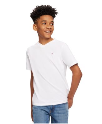 Big Boys' Solid Embroidered Logo V-Neck Tee