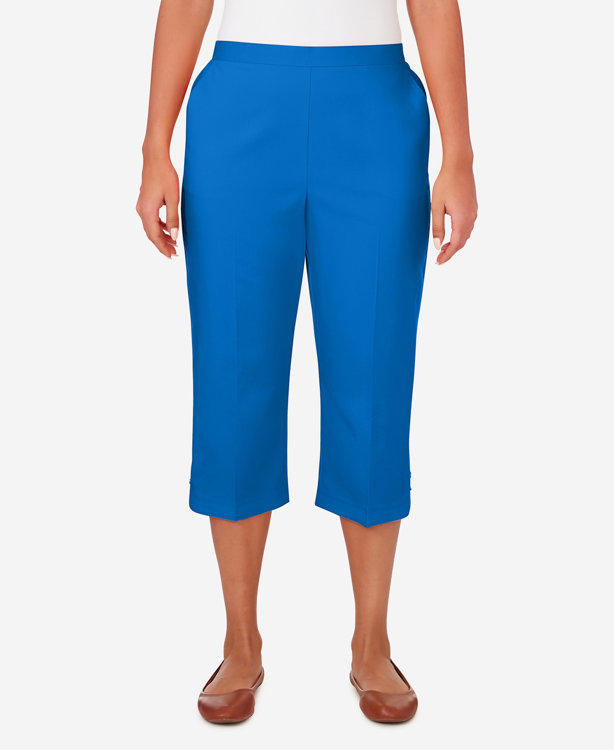 Shop Alfred Dunner Women's Neptune Beach Pull-on Beach Capri Pants In Ocean Blue