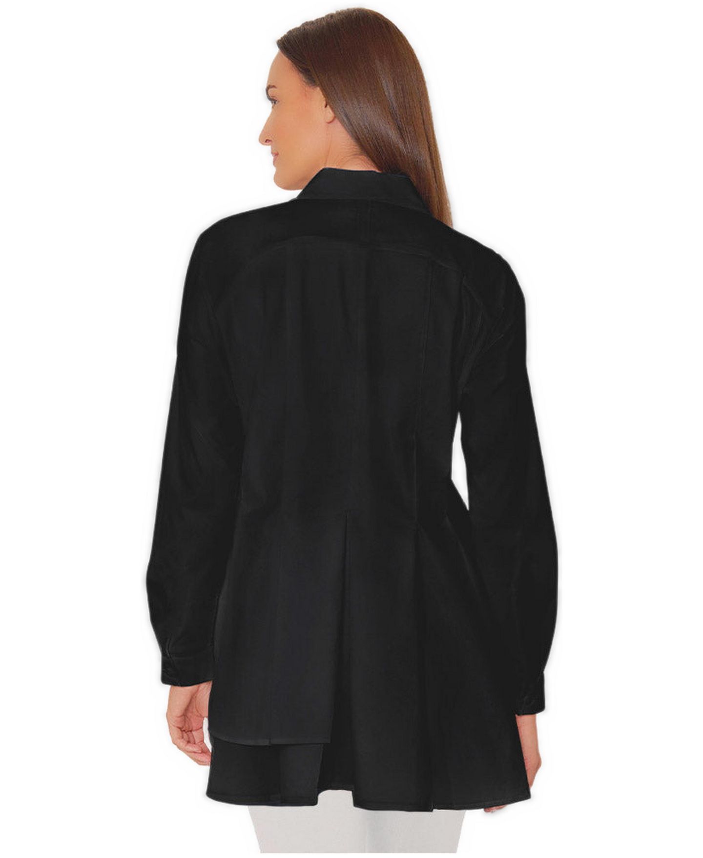 Женская рубашка Stella Carakasi Asymmetrical Tier Collared Button-Front Shirt Top Sensation Tunic, цвет: Чёрный — фото 2