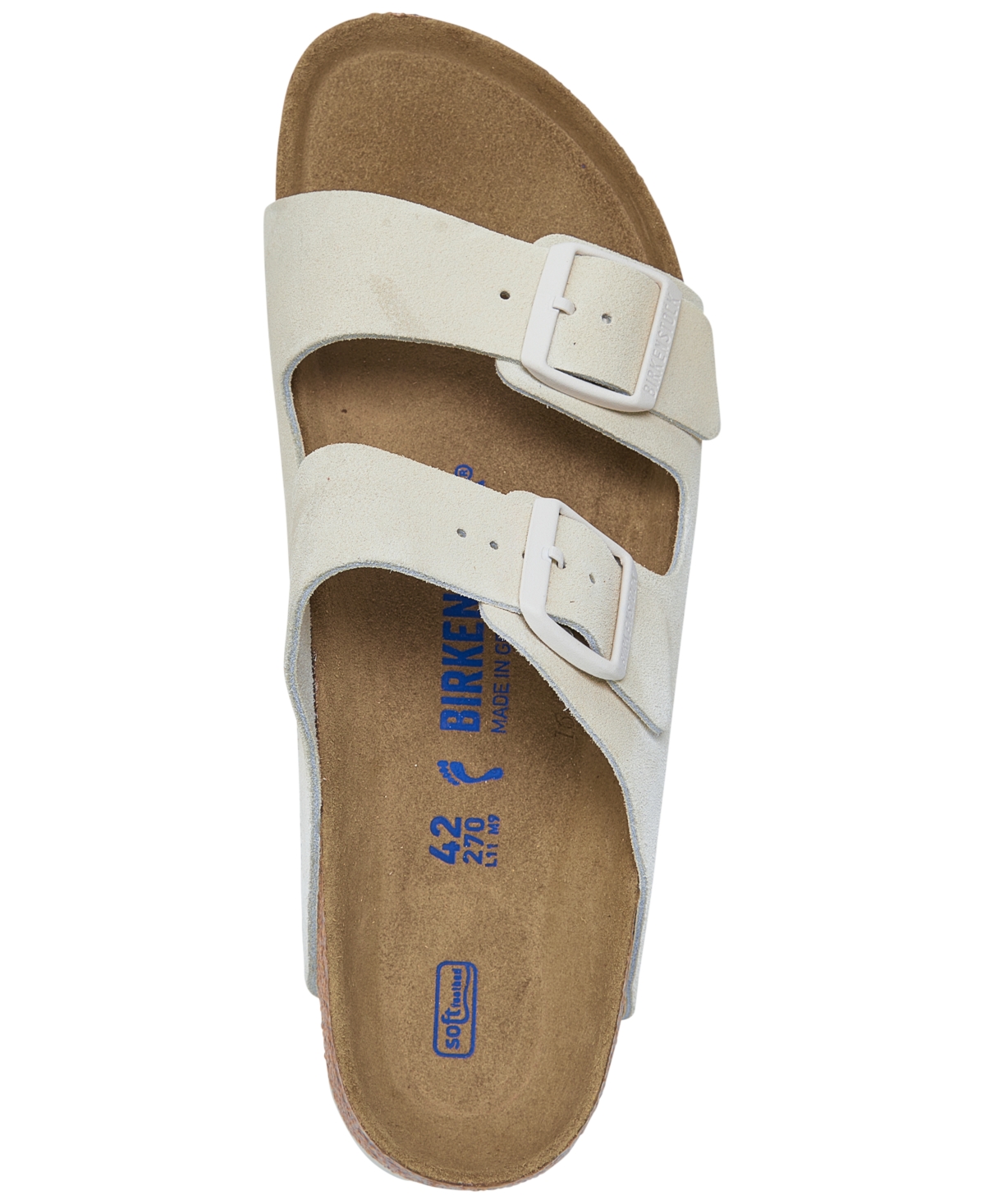 Shop Birkenstock Women's Arizona Soft Footbed Suede Leather Sandals From Finish Line In Antique-like White